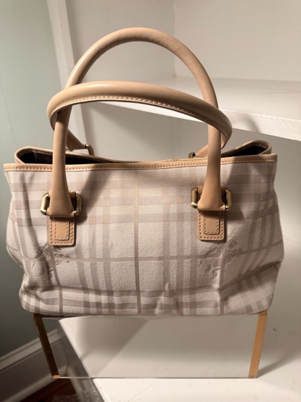VINTAGE RARE Burberry London Tonal Nova Check Expandable Satchel - May 2002 - Picture 5 of 16